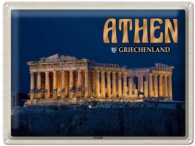 Postkarte aus Blech 14x10 cm Athen Griechenland Akropolis Stadtfestung