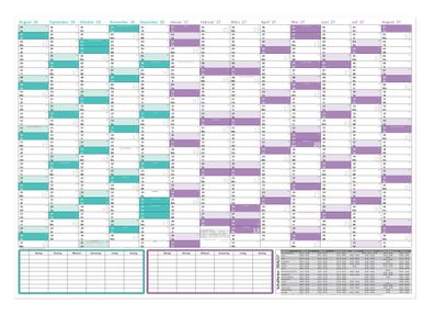 Schuljahreskalender 2026/27 DIN B1 700 x 1000 mm, 13 Monate, abwischbar matt