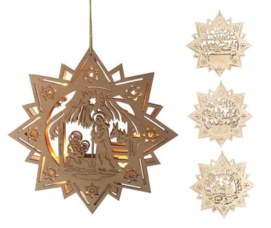 LED-Holzstern 30cm Leuchtstern Weihnachtsstern Weihnachtsdeko Fensterdeko Advent