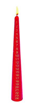 12 Stück Adventskalender-Kerze Weihnachten 24 Tage Deko rot / grün 40cm