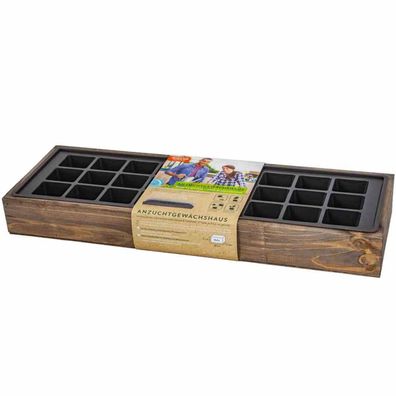 Anzuchtvollholzkiste mit 27er Topfplatte 50x16x6 cm