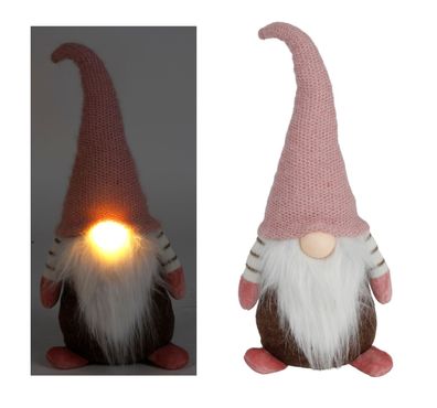 Weihnachtswichtel mit leuchtender Nase 40cm Zipfelmütze Türstopper Hingucker