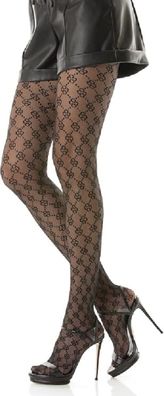 Damen-Strumpfhose, transparent, Blumenmuster, mit unsichtbaren Füßen,