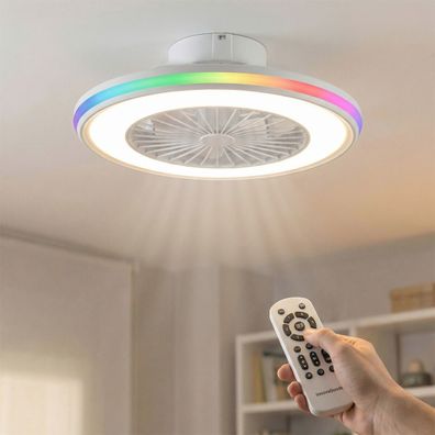 Deckenventilator mit RGB-LED-Licht, verdeckten Flügeln und Fernbedienung Nexory