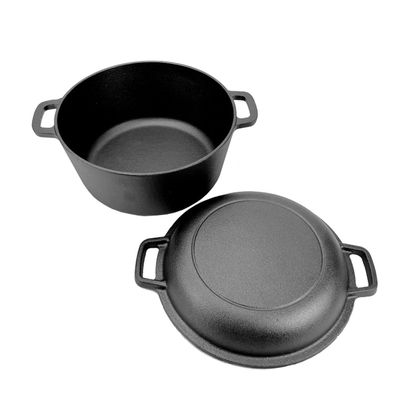 Gusseisen 2in1 Topf & Pfanne | Brotbacktopf | Schmortopf 26 cm Ø