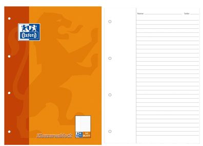 Oxford 100061261 Klausurenblock A4 50 Blatt 90 g/qm liniert mit breitem Rand(T)