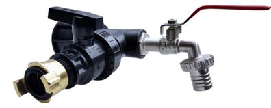 IBC Adapter 1" Kugelhahn Klauenkupplung / 1" Kugelauslaufhahn Schlauchtülle