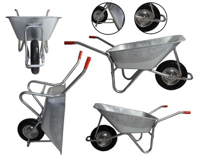 Schubkarre Bauschubkarre Gartenkarre Mulde verzinkt Kugellager 100 L 250 kg S2