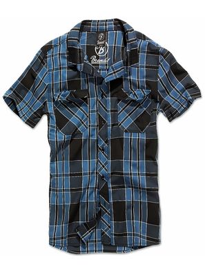 Brandit Hemd Roadstar Shirt, 1/2 Sleeve in Indigo Checked