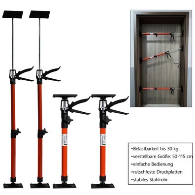 Türspanner Zargenspanner Türfutterstrebe Teleskop Stütze Spanner 50-115cm 4x rot