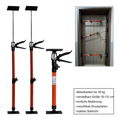 Türspanner Zargenspanner Türfutterstrebe Teleskop Stütze Spanner 50-115cm 6x rot