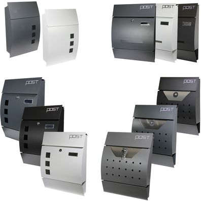 Briefkasten Wandbriefkasten Postkasten Mailbox mit/ohne Zeitungsrolle 4 Modelle