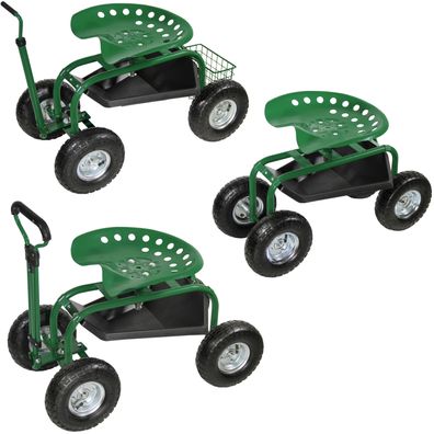 Gartenhocker Rollhocker Gartensitz Sitzwagen Fahrbarer Rollwagen 150kg Stahl