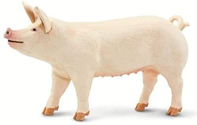 Safari 100269 - Spielfigur, "Large White" Schwein 5,6cm