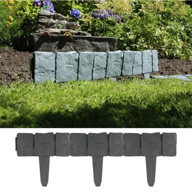 5 Meter Beeteinfassung Steinoptik 20 Stück je 25x23cm Rasenkante Beetumrandung