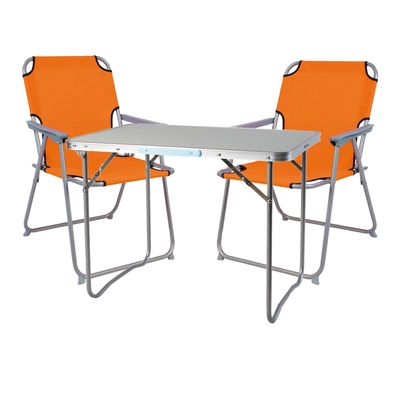 3-teiliges Campingmöbel Set Alu mit Tragegriff Camping orange L70xB50xH59cm