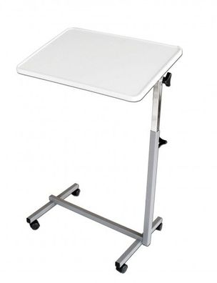 Pflegetisch, Beistelltisch, Betttisch, Bett-Tisch, weiß - grau