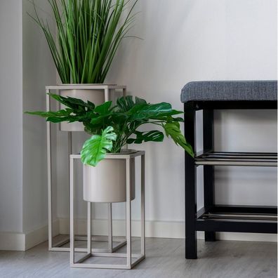 Modernes Blumentopf 2er-Set LARA beige grau
