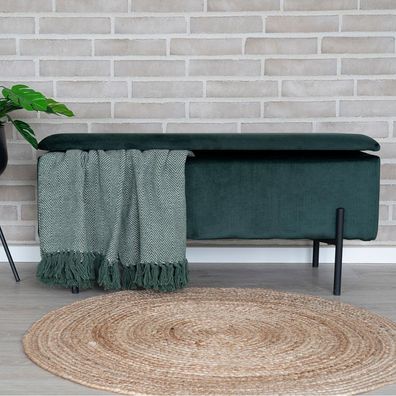 Elegante Bank NIZZA mit Stauraum 95cm Samtstoff grün Sitzbank