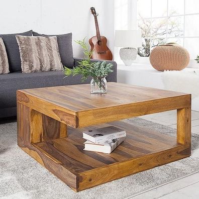 Puristischer Couchtisch SHIVA ca.80x80cm massiv Sheesham Palisander