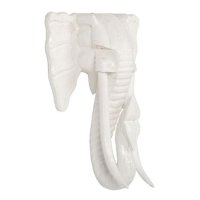 Deko Elefantenkopf TUSK-XL Antik-Weiß ca. H80cm Tierschädel Kopf Wanddeko Holz