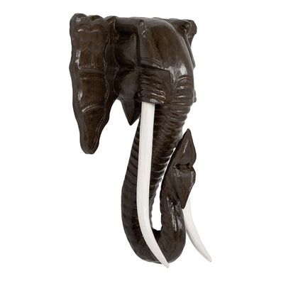 Deko Elefantenkopf TUSK-XL Antik-Dunkelbraun ca. H80cm Tierschädel Kopf Wanddeko