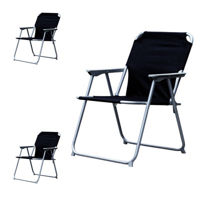 3 Stück Campingstuhl Klappstuhl Anglerstuhl Regiestuhl Faltstuhl Metall Schwarz