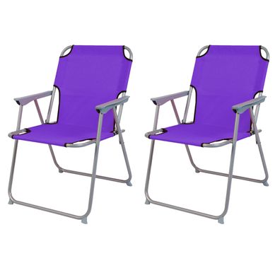 2 Stück Campingstuhl Klappstuhl Anglerstuhl Regiestuhl Faltstuhl Metall Lila