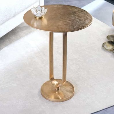 Eleganter Aluminium Beistelltisch GRACE 45x60cm gold Handarbeit Metallbeine