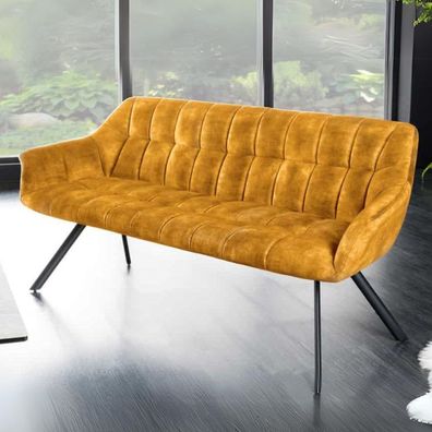 Moderne Sitzbank LYON 165cm mit Lehnen senfgelb Metallgestell schwarz