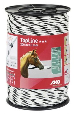 200 m Weidezaunseil TopLine Plus Ø 6 mm Bruchlast 350 kg 6 x 0,25 mm Tricond