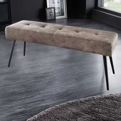 Moderne Polsterbank BELLE 100cm taupe Mikrofaser Interieur-Tipp schwarzes Gestell