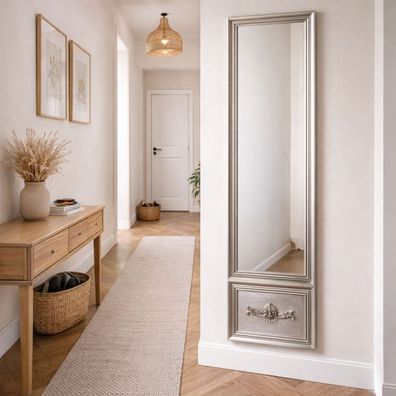Wandspiegel Landhaus Holz Spiegel barock silber IMRESS 180x60cm