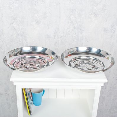 2tlg. Deko-Metallschalen Set Caretto ca. D32cm silber Deko Teller Dekoschale