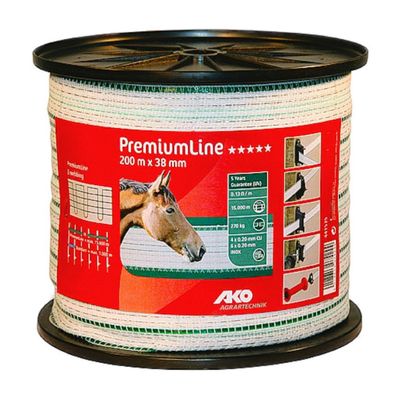 200 m Weidezaunband 38 mm breit Weiss-Grün Weidezaun Elektrozaun