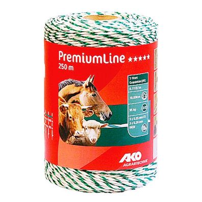 2 Stück 250 m Premium Weidezaunlitze weiss-grün Elektrozaun Bruchlast 95 kg