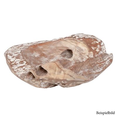Teak Schale Premium BOWL White Wash ca. D30cm Wurzelholz handmade Massiv Holz