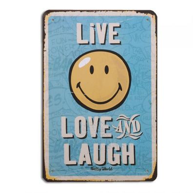 Vintage Metallschild SPRUCH ANTIK 20x30cm laugh SHABBY CHIC DEKO RETRO SCHILD