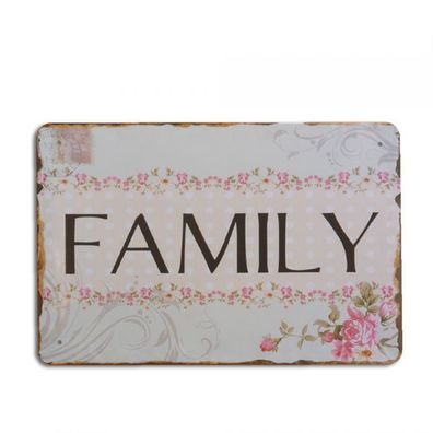 Metallschild FAMILY Vintage Schild im Retro-Design 20x30cm Shabby Chic Retro