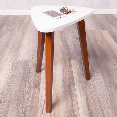 Beistelltisch Triangle braun/weiß Telefontisch Sofatisch Nachttisch Holz 52cm