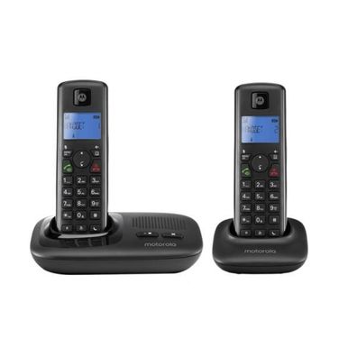 Motorola T412+ Digitales Schnurlostelefon (Duo, schwarz) inkl. Anrufbeantworter
