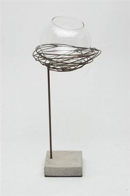 Design-Vase BIRD, Glas in Metall , Höhe ca. 33 cm