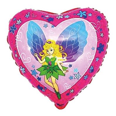 Fee mit Flügeln - Herzform - Folienballon - 43 cm