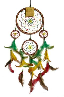 Traumfänger Jamaika - bunter Dreamcatcher GUTER TRAUM 13 cm Ringdurchmesser