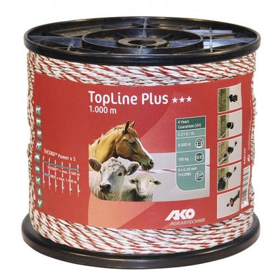 1000 m Weidezaunlitze TopLine 9 x 0,30 mm Tricond Bruchlast 100 kg Elektrozaun