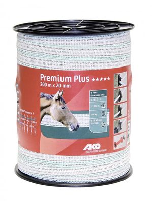 200 m Weidezaunband Premium Plus Breite 20 mm Bruchlast 190 kg 5 x 0,40 mm Tricond