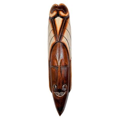 Maske Keno, Woman, 50 cm, handgearbeitete Holz-Maske aus Bali, Wandmaske