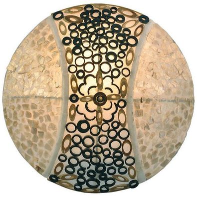 Deko-Leuchte MELINA, Wand- und Deckenlampe, mit Capizstücken und Bambusringen, 30 cm