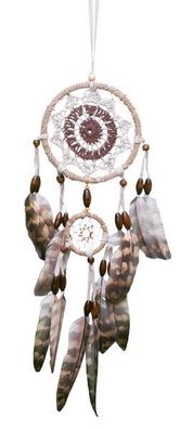 Kleiner Dreamcatcher Tiger, Traumfänger mit 12 cm Durchmesser, gestreifte Feder