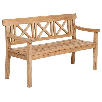 3-Sitzer Bank DRAHMA Antik-Natural ca. L150cm Mahagoni Sitzbank Holzbank